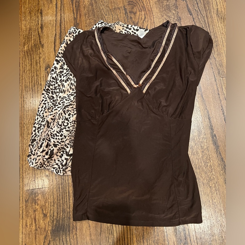 Ambrielle Woman Brown Cheetah 2pc Pajama Set 2x/3x